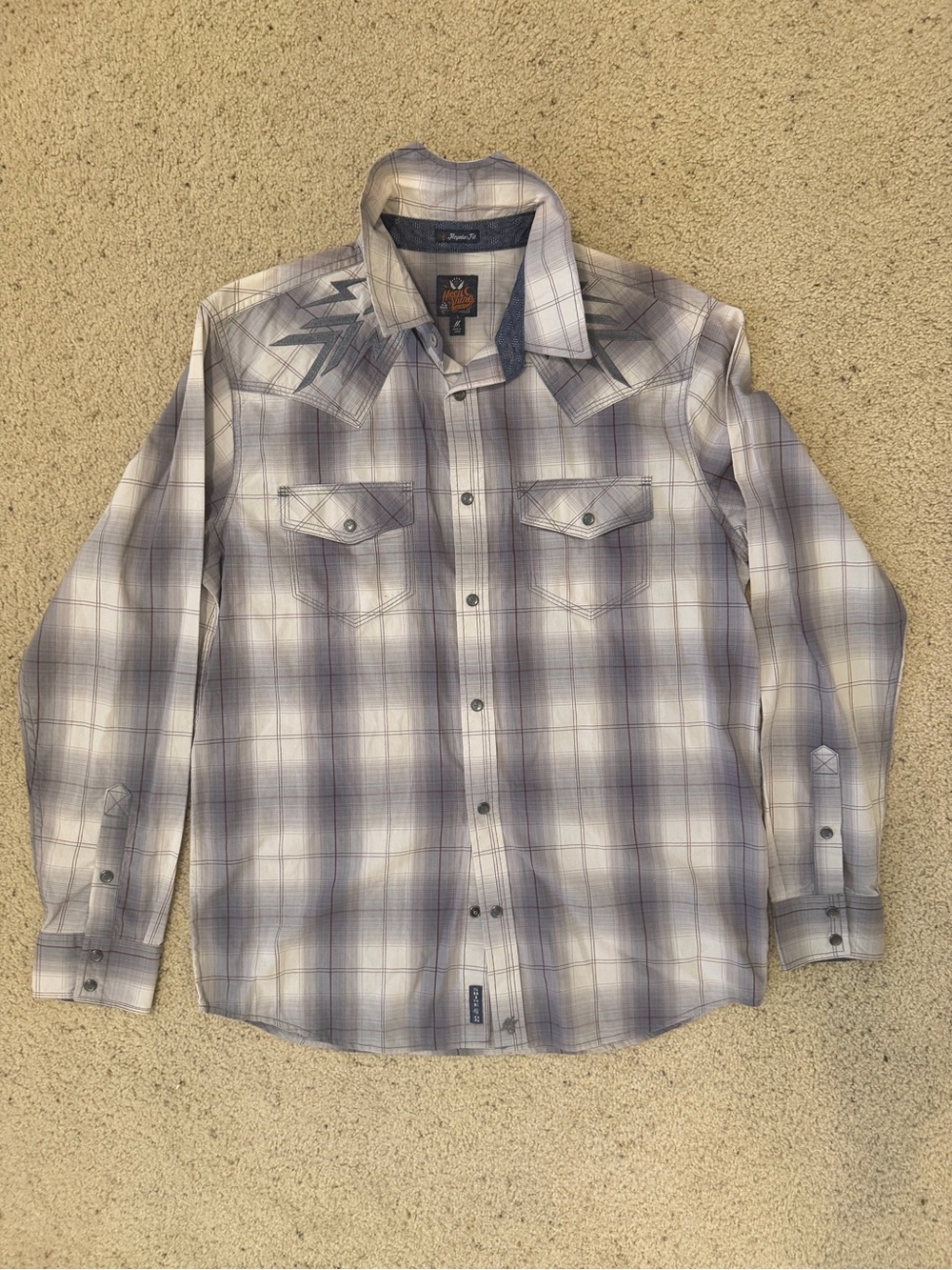 Moon Shine Spirit Brad Paisley Western Shirt M Embroidered Plaid Cowboy